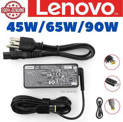 #ad Genuine Lenovo 45W 65W 90W AC Adapter Charger Power Thinkpad Square Round USB C $4.88