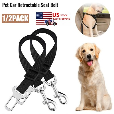 #ad 2× Dog Car Safety Seat Belt Restraint Harness Leash Travel Clip for Pet Cat USA $7.91