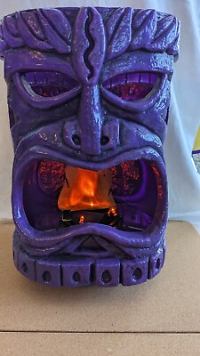 #ad Luau Flame Idol Purple 13quot; Tiki Head Hawaiian Beach Patio Party Light Decoration $32.60