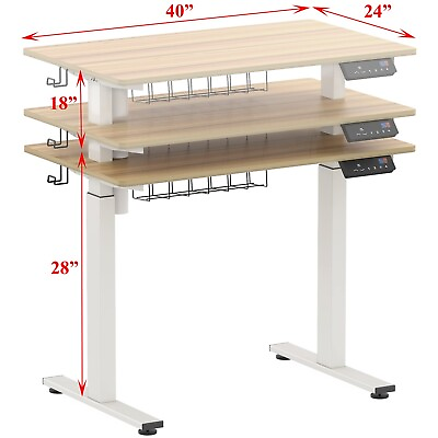 #ad Memory Preset Electric Height Adjustable Standing Desk 40 x 24 Inches Maple $100.00