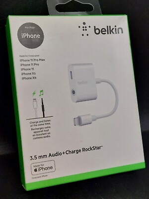 #ad Authentic Belkin 3.5 mm Audio Charge Rockstar iPhone Aux Adapter $15.99