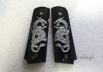 #ad New Silver Dragon Art On Black Resin Grip For COLT KIMBER 1911 Full size Clone $40.84