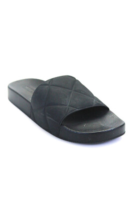 #ad Bottega Veneta Womens Single Strap Rubber Quilted Slide Sandals Black Size 38 $109.79