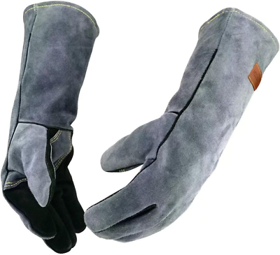 #ad 16 Inches932℉Leather Forge Welding Gloves Heat Fire ResistantMitts for BbqO $27.18