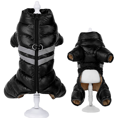 #ad Waterproof Reflective Pet Puppy Jacket Winter Small Dog Coat Warm Jumpsuit Black $15.92