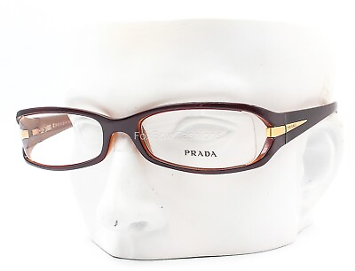 #ad Prada VPR 10I 7OD 1O1 Eyeglasses Glasses Dark Eggplant on Brown w Gold Logo 52mm $80.00