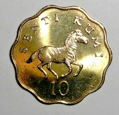 #ad Tanzania 10 senti Zebra Horse animal wildlife coin $1.44