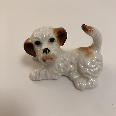 #ad Vintage Midcentury Ceramic Porcelain Terrier Figurine 3quot; x 2” White Puppy Dog $8.99