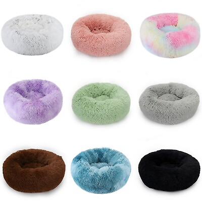Donut Plush Pet Dog Cat Bed Fluffy Soft Warm Calming Bed Sleeping Kennel Nest $39.95