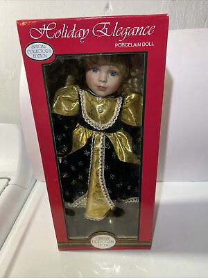 #ad Holiday Elegance Special Collector#x27;s Edition Porcelain Doll 17’ New In Box $23.00