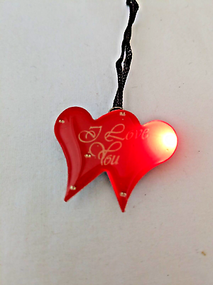 #ad Double Heart I Love You RED Body Flashing Blinking LED Light Up Blinky Necklace $7.99