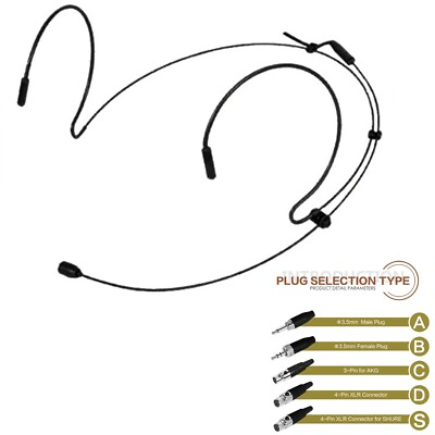 #ad Double Earhook Headset Mic Headworn Microphone For For Wireless $10.99