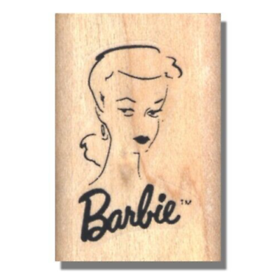 #ad NEW Mounted Rubber Stamp BARBIE LOGO Barbie Doll Barbie Movie Barbie And Ken $8.75