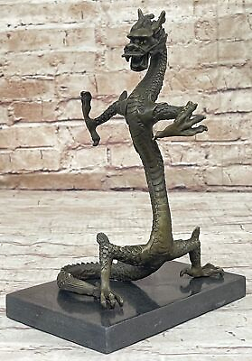 #ad Genuine Solid Bronze Dragon Figurine Long Standing Mythical Sculpture Figure $199.00