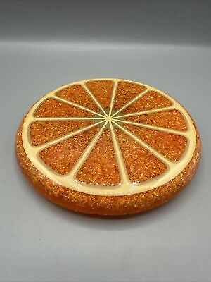 #ad Vintage 1960’s Handmade Orange Slice Trivet Hot Plate Ideal Gifts 7quot; Mid Century $24.99