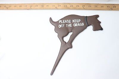 Carrot Design Please Keep Dog Off The Grass Yard Sign Solid Cast Iron Brown $16.49