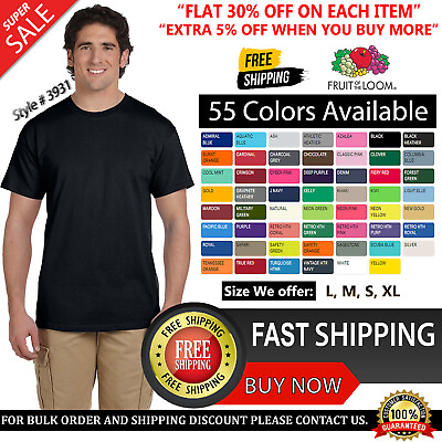 Fruit Of The Loom Men#x27;s T Shirt Casual Blank HD Cotton Crew Plain T Shirt 3931 $6.65