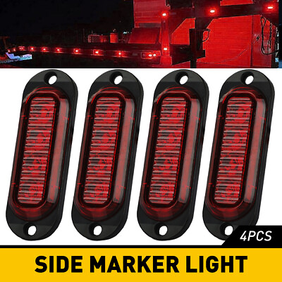 #ad 4 16X Red 4LED Side Marker Light Cobom RV Truck Trailer Clearance Light Lamp EOA $26.99