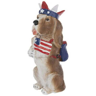 #ad Patriotic Dog With Flag Figurine Home Decor 4th of July Decoration Gift $15.99