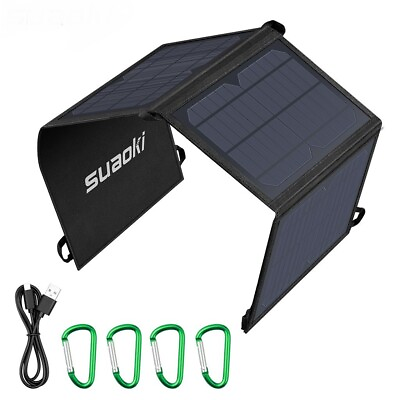 #ad 21W Foldable Solar Panel Charger Portable Dual USB Ports 4A Max Outputs $96.55