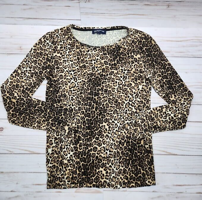 #ad Jones New York Size Large Womens Leopard Print Casual Long Sleeve Shirt $9.99