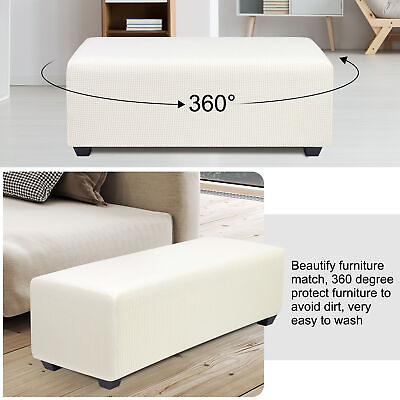#ad White Stretch Ottoman Cover Slipcover Home Furniture Case 40.16quot;x20.08quot;x20.08quot; $21.05