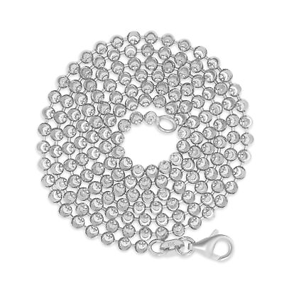 #ad 10K White Gold 3mm Moon Cut Diamond Ball Bead Chain Necklace Mens Women 16quot; 26quot; $468.98