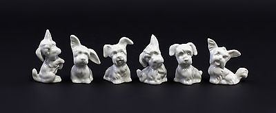 #ad 9942702 d Porcelain 6 Figures Wagneramp;Apel Terrier Dogs White H5cm $96.81