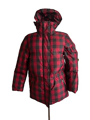 #ad Lauren Ralph Red Plaid Buffalo Check Puffer Down Jacket Size Small $79.99