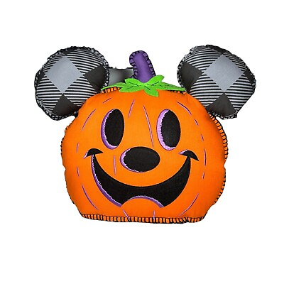 #ad New Disney Parks Mickey Halloween Pumpkin Plush Jack O#x27; Lantern Pillow $14.27