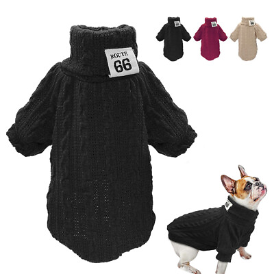 #ad Pet Dog Sweater Warm Winter Knitted Jumper French Bulldog Clothes Soft Apparel $13.99