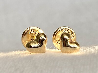 #ad 18k solid real gold earrings: Puffy Heart earrings • screw back $110.00
