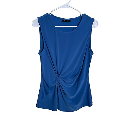 #ad DKNY Blouse Women#x27;s Small Blue Tank Top Tie Sleeveless Round Neck Shirt $6.16
