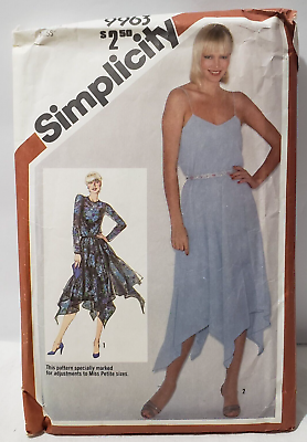 #ad Vintage Simplicity 9963 Pattern Handkerchief Hem Slip Dress Miss 12 CUT 1980s $9.99