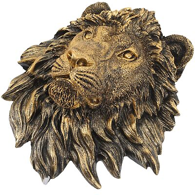 #ad Veemoon Lion Head Wall Statue Resin Bronze Lion Head Wall Hanging Sculpture W... $45.96