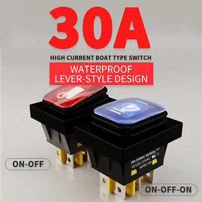 #ad 30A 250V Rocker Switch Heavy Duty 4 pin DPST IP67 Waterproof T85 $1.60
