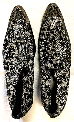 #ad Fiesso by Aurelio Garcia Mens Metallic Spikes Loafers Slipon Shoes Size 12 Black $49.88
