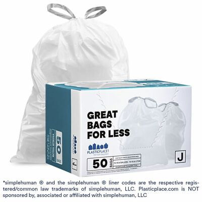 #ad Plasticplace Custom Fit Trash Bags Compatible with simplehuman Code J 50 Count $16.29