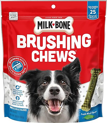 #ad Fresh Breath Brushing Chews 25 Small Medium Daily Dental Dog Treats $19.66