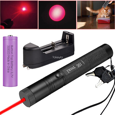 #ad 990Miles Rechargeable Laser Pointer Pen Red Light 650nm Visible Beam Lazer Set $10.59