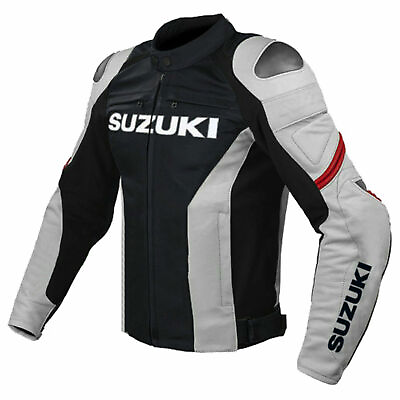 #ad Suzuki Sport Motorcycle Jacket CE Protected Leather Men Armor Bicycle $199.00