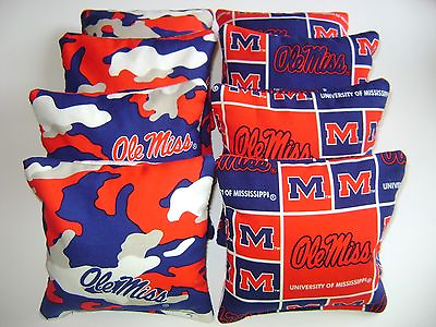 #ad UNIVERSITY OF MISSISSIPPI 8 CORNHOLE BEAN BAGS OLE MISS TOP QUALITY CAMO P $31.97