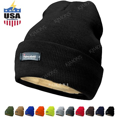 #ad Mens Womens Winter Thermal Fleece Lined Insulated Knit Beanie Hat Cuff Cap Ski 2 $8.95