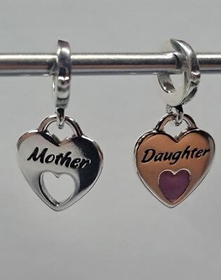 #ad New L#x27;Amour Sterling Silver Mother and Daughter Dangle Charm Always in my Heart $21.99