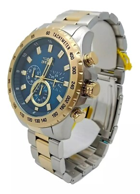 #ad Invicta Men#x27;s Speedway Blue Dial Quartz Chrono Gold Silver Tone Steel Watch $55.50