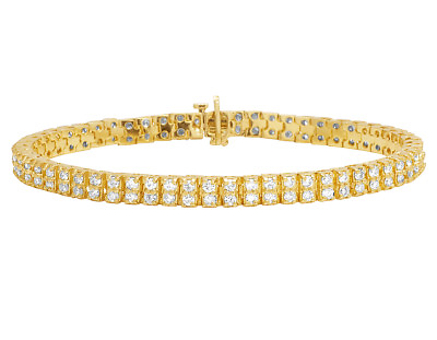 #ad Mens Tennis Diamond Bracelet in 10K Yellow Gold 6 1 2 Ct Prong Set 6mm 8quot; $4079.24