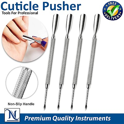 #ad STAINLESS STEEL CUTICLE PUSHER MANICURE PEDICURE NAIL CARE ART TOOLS 4 PC SET $14.94