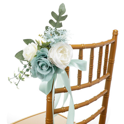 #ad French Wedding Aisle Chair Decoration Wedding Chair Flower Floral Ornament $6.06