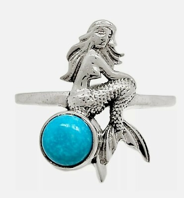 #ad Mermaid Amazonite 925 Silver Ring Jewelry Size 8.5 0579 $21.00