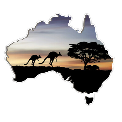 #ad 900mm Australia Map sticker with kangaroo sunset for Motorhome boat truck ca AU $135.00